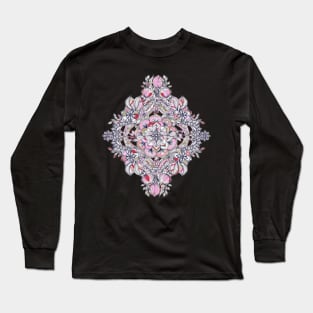 Floral Diamond Doodle in Red and Pink Long Sleeve T-Shirt
